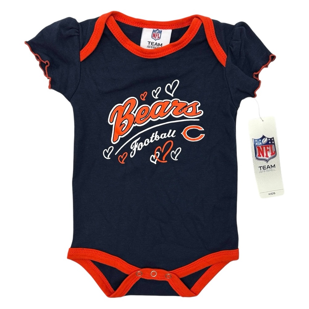 NFL Chicago Bears Football One Piece Bodysuit Baby Girl Size 12 mo Ruffle Sleeve